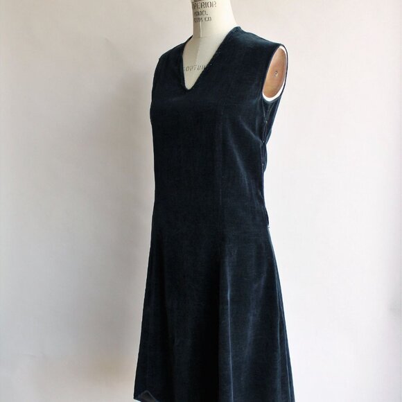 Vintage 1920s Dress with Jacket/ Navy Blue Cotton Velvet Day Dress and Bolero - Picture 5 of 10